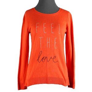 Old Navy Top Sz SP Orange White Feel The Love Long Sleeve 100% Cotton Top
